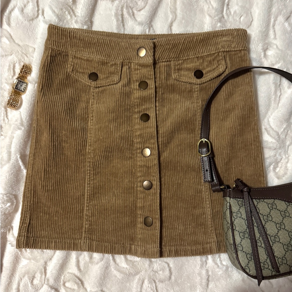Blue Spice Corduroy Mini Skirt in Brown